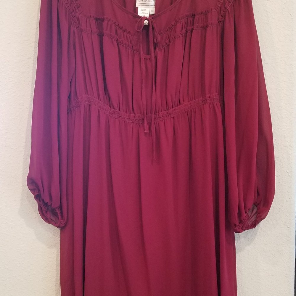 MSSP Max Studio Red Chiffon babydoll Dress (NWOT)